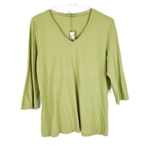 V-Neck 3/4 Sleeve Top - Green